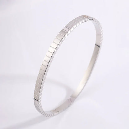 Stainless Steel Letter Inlaid Zirconium Stacking Bracelet