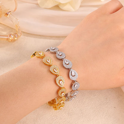 1pc Luxury Classical Diamond Zircon Water Drop Bracelet