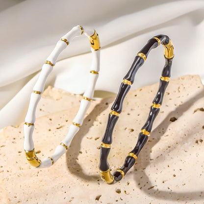 Stainless Steel Black And White Bamboo Bone Bracelet