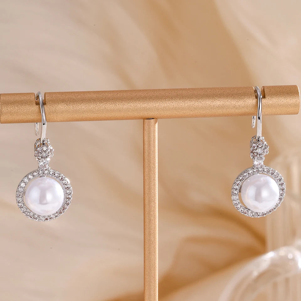 Luxurious Exquisite Cube Oxidized Pearl Decorative Earrings