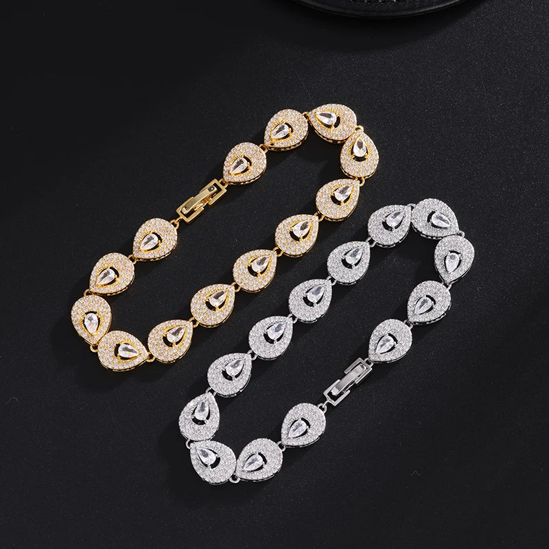 1pc Luxury Classical Diamond Zircon Water Drop Bracelet