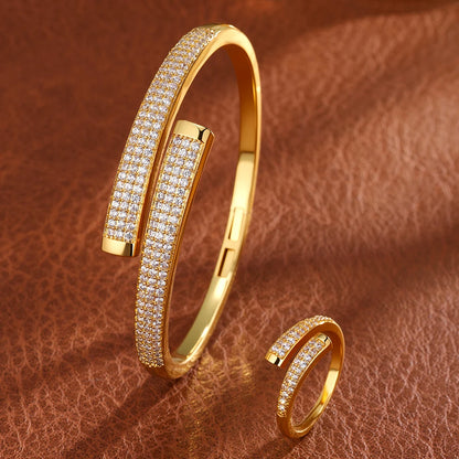 Luxurious Sexy Diamond Square Zircon Bracelet Ring