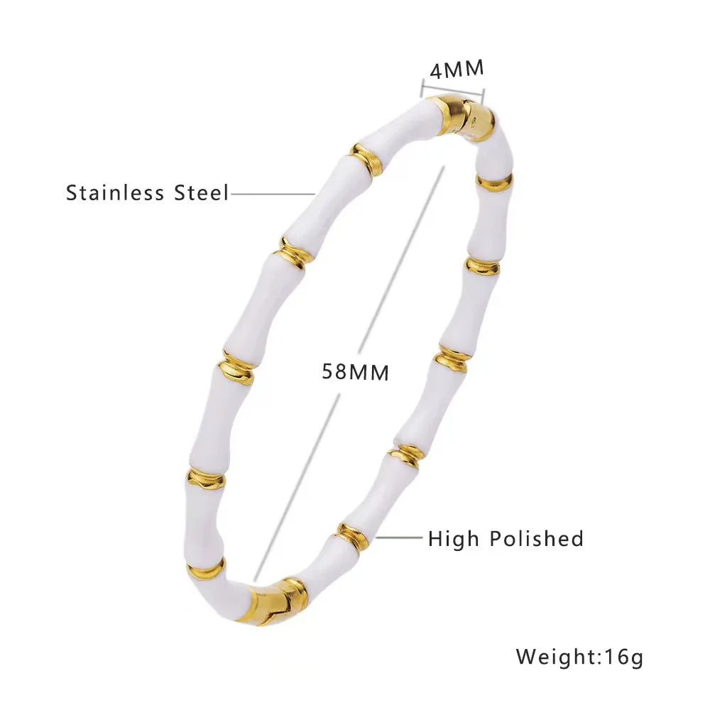 Stainless Steel Black And White Bamboo Bone Bracelet