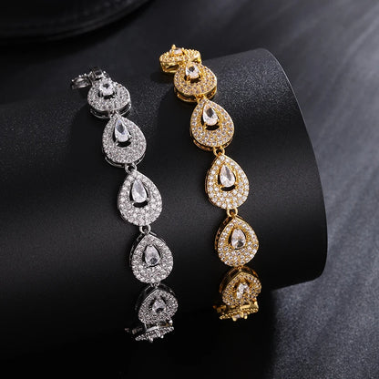 1pc Luxury Classical Diamond Zircon Water Drop Bracelet