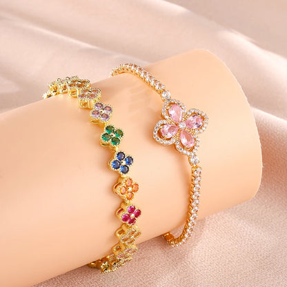 Fashionable And Sweet Flower Zircon Bracelet