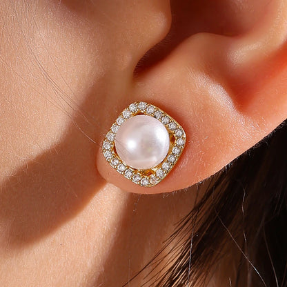 Luxurious Sexy Pearl Zircon Stud Earrings