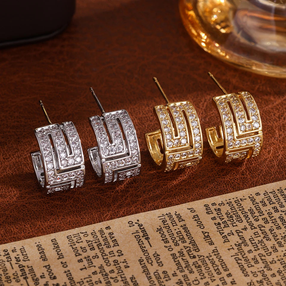 Luxurious And Sexy Hollow Zircon Stud Earrings