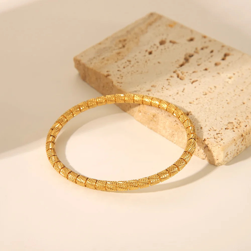 Stainless Steel Twist Spiked Open Bracelet