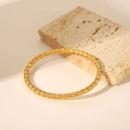 Stainless Steel Twist Spiked Open Bracelet