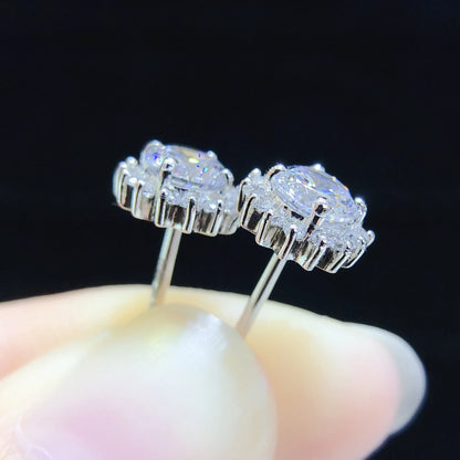 Popular Sun Flower 1CT/ Piece Moissanite Stud Earrings