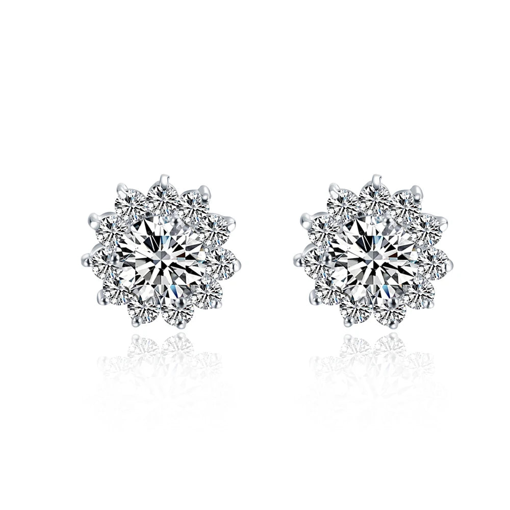 Popular Sun Flower 1CT/ Piece Moissanite Stud Earrings