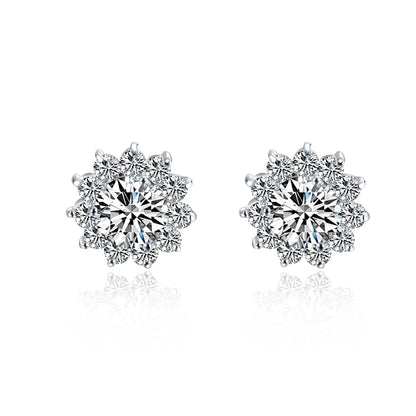 Popular Sun Flower 1CT/ Piece Moissanite Stud Earrings