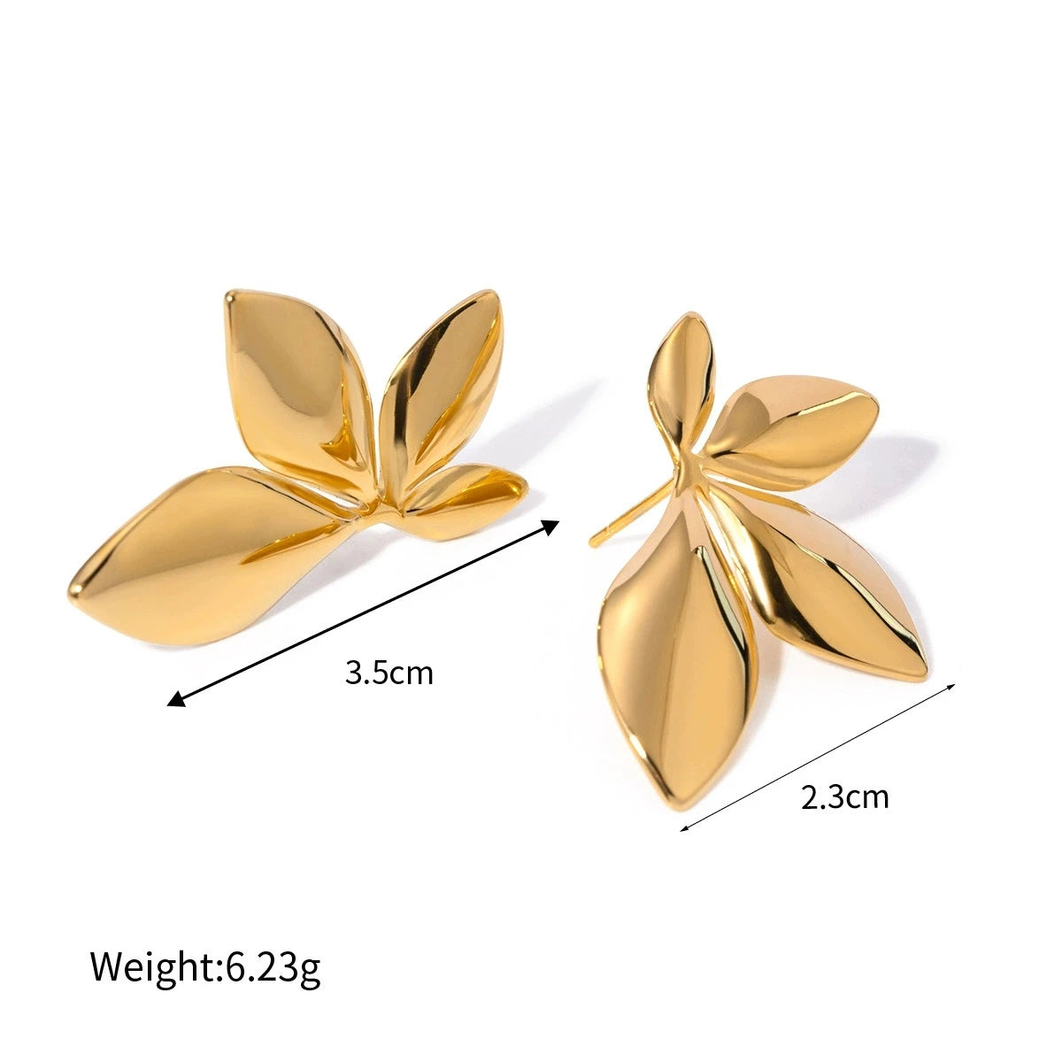 Stainless Steel Flower Leaf Stud Earrings