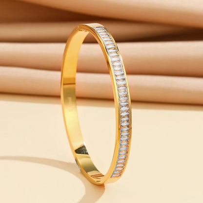 Stainless Steel Baby Breath Set Square Zircon Bracelet