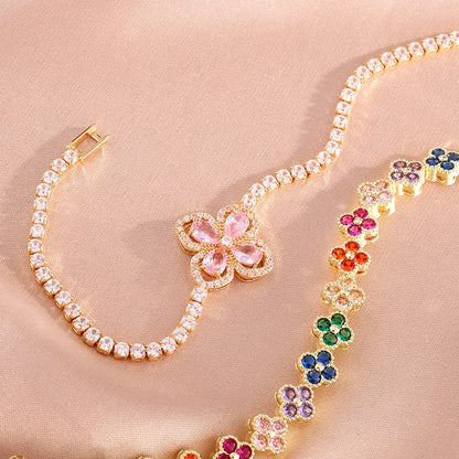 Fashionable And Sweet Flower Zircon Bracelet