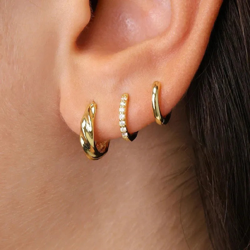 3Pcs Luxurious Romantic Diamond-Encrusted Zircon Earrings