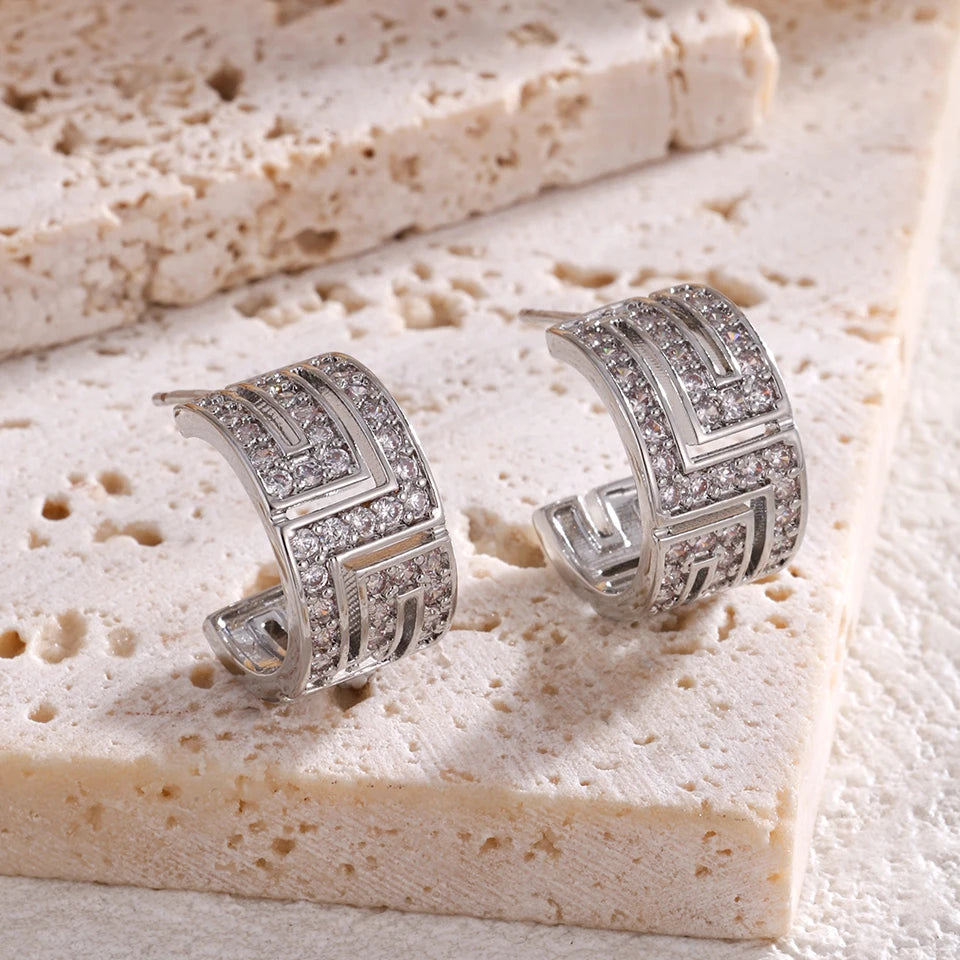 Luxurious And Sexy Hollow Zircon Stud Earrings