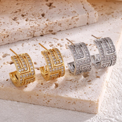 Luxurious And Sexy Hollow Zircon Stud Earrings