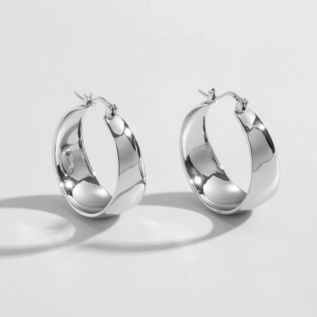 Stainless Steel Glossy Curved Round Earrings