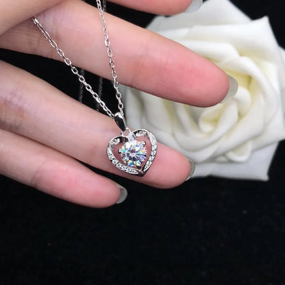 Pure 18K White Gold Necklace Heart Style