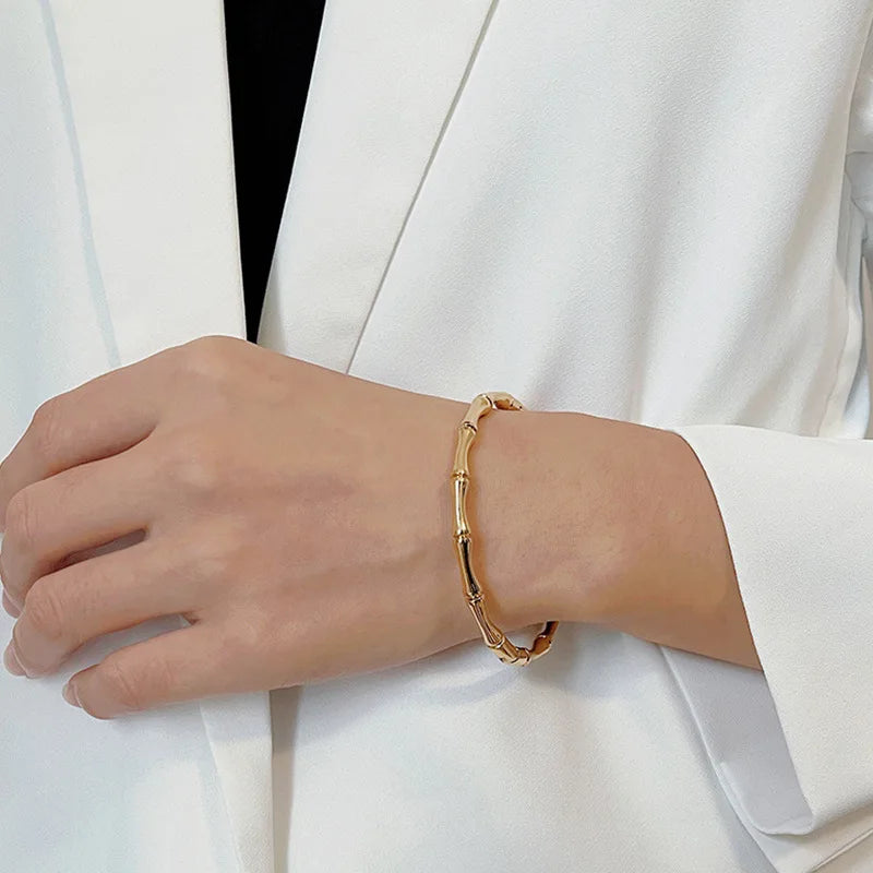 Stainless Steel Black And White Bamboo Bone Bracelet