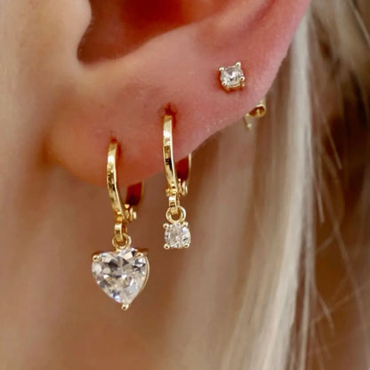 3Pcs Luxurious Romantic Diamond-Encrusted Zircon Earrings