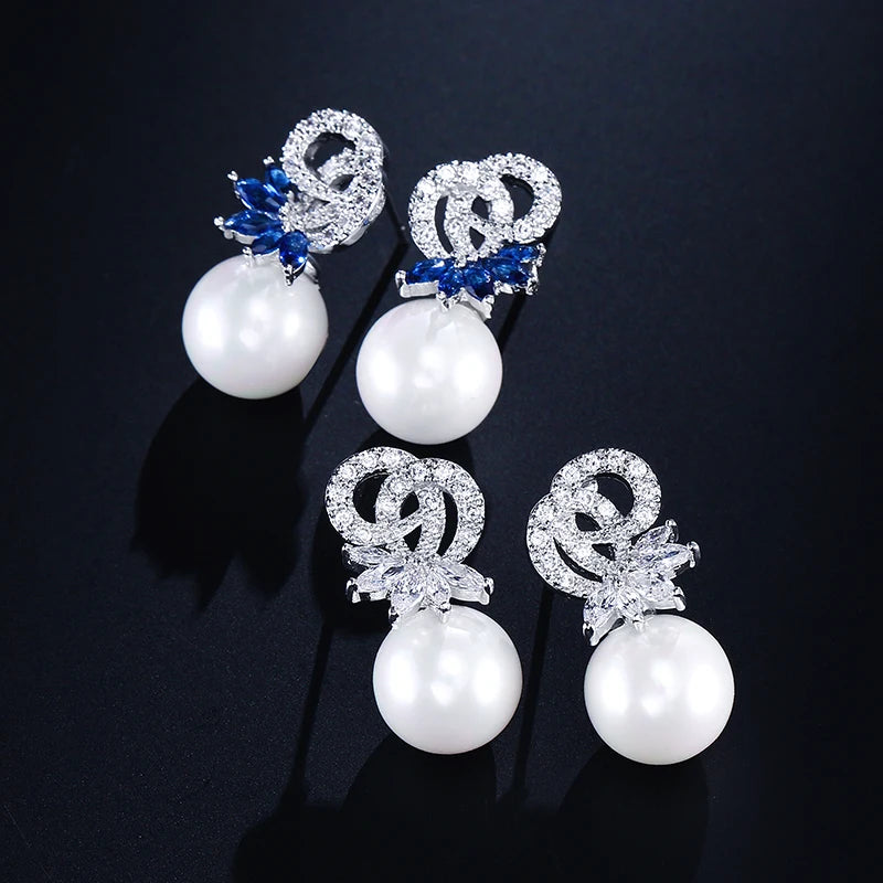 Romantic Sweet Pearl Thorny Zircon Earrings