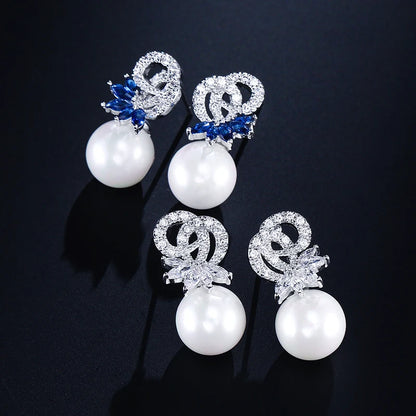 Romantic Sweet Pearl Thorny Zircon Earrings