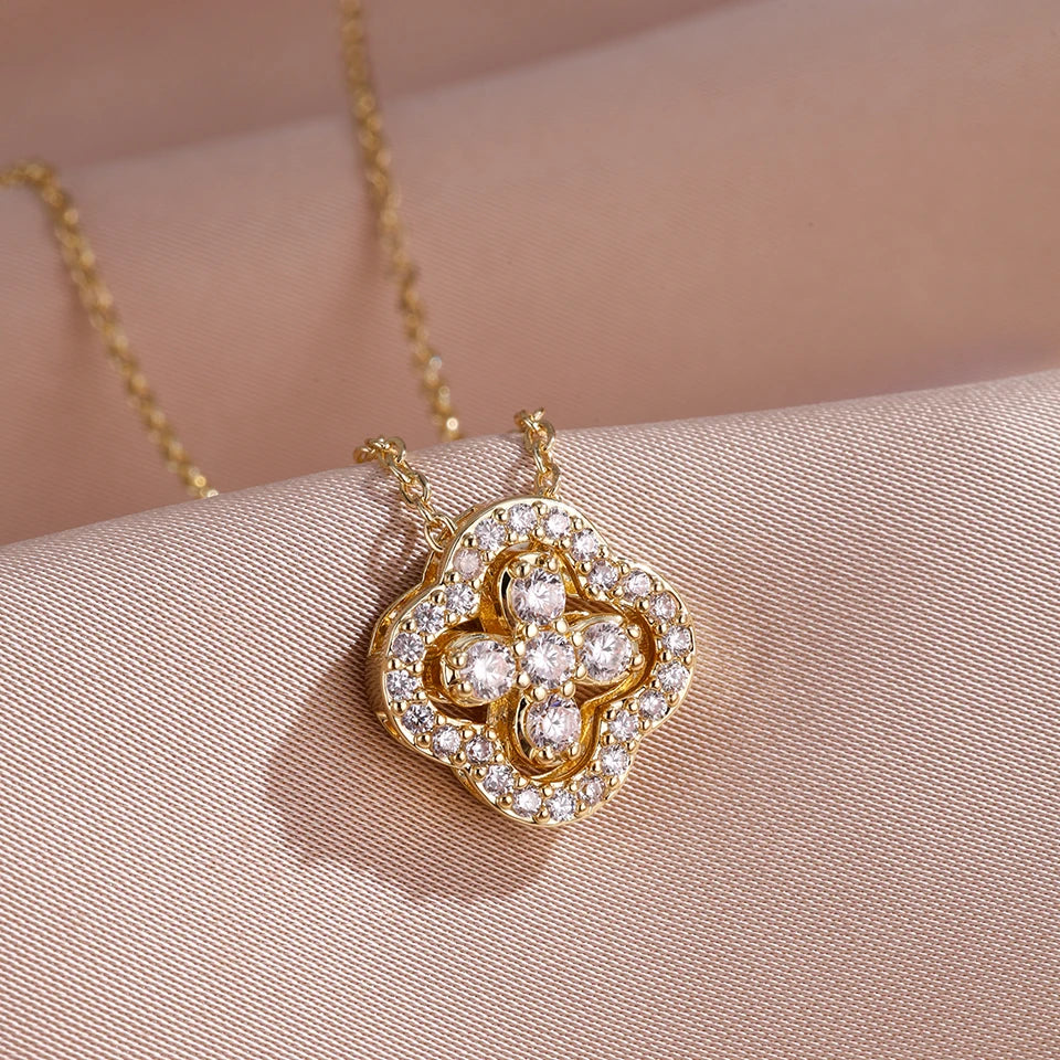1pcs Sexy Luxury Diamond-inlaid Flower Necklace