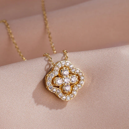 1pcs Sexy Luxury Diamond-inlaid Flower Necklace