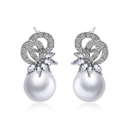 Romantic Sweet Pearl Thorny Zircon Earrings