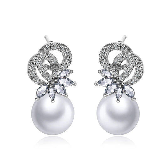 Romantic Sweet Pearl Thorny Zircon Earrings