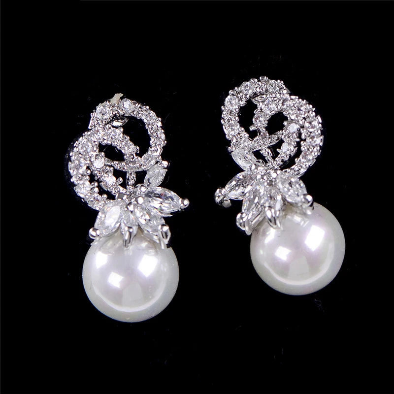 Romantic Sweet Pearl Thorny Zircon Earrings