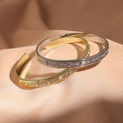 2-piece Set Of Copper Metal Inlaid Zirconium Opening Ring