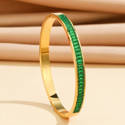 Stainless Steel Baby Breath Set Square Zircon Bracelet