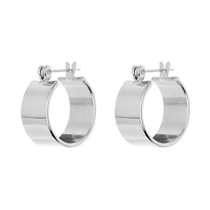 Stainless Steel Glossy Curved Round Earrings