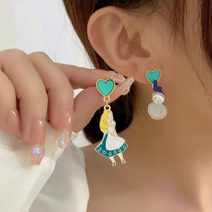 Carton Fairy Tale Princess Alice Asymmetry Earrings