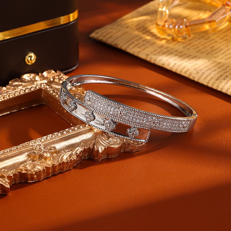 Luxurious Exquisite Zircon Flower Copper Bracelets