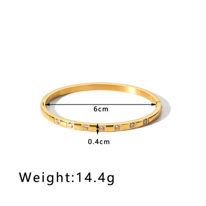 Stainless Steel Letter Inlaid Zirconium Stacking Bracelet