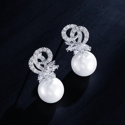 Romantic Sweet Pearl Thorny Zircon Earrings