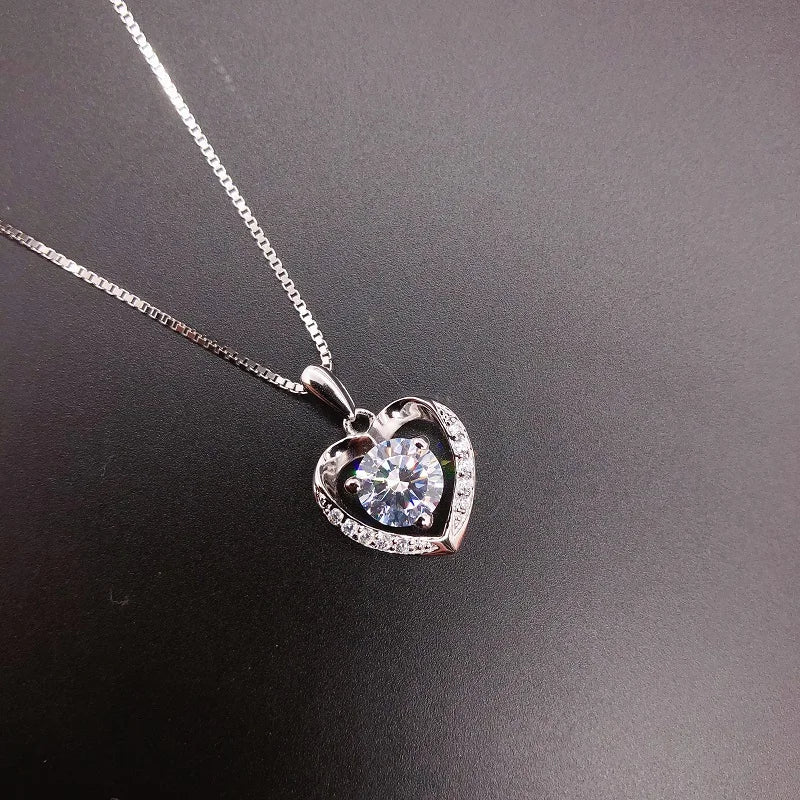 Pure 18K White Gold Necklace Heart Style