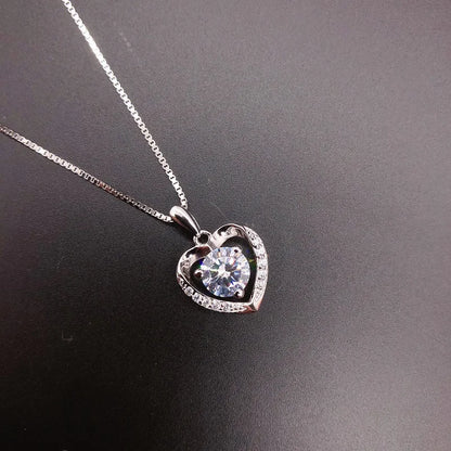 Pure 18K White Gold Necklace Heart Style