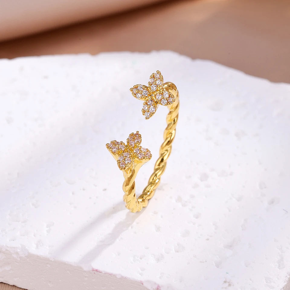 Luxurious Sexy Flower Zircon Opening Ring