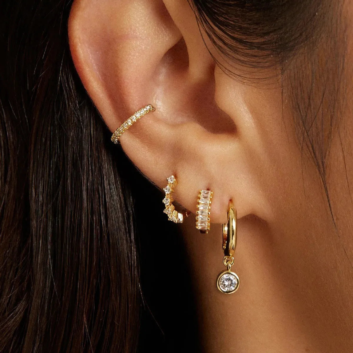 3Pcs Luxurious Romantic Diamond-Encrusted Zircon Earrings